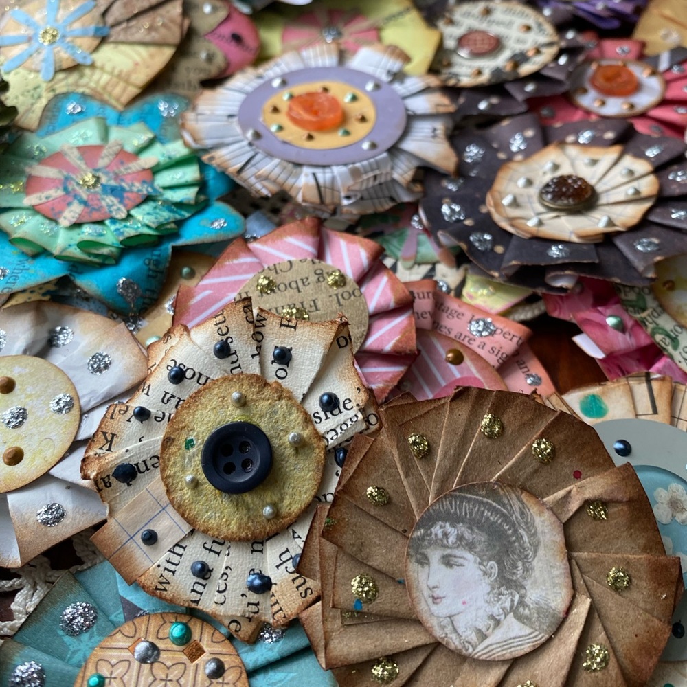 NEW!! Handcrafted Embellished Paper Flowers.